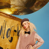 Solid Bows Front Knitted Casual Preppy Mini Dresses Women,Spring ELF Vintage High Wasit Ladies Daily 2-IN-1Dress