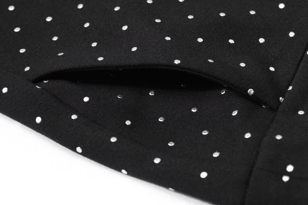 Polka Dot Bead Embroidery High Waist Casual Women Flare Trousers,Spring ELF Korean Ladies Basic Daily Shinny Bottom