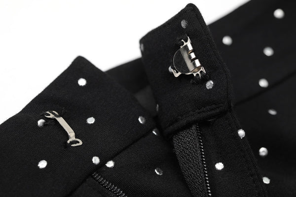 Polka Dot Bead Embroidery High Waist Casual Women Flare Trousers,Spring ELF Korean Ladies Basic Daily Shinny Bottom
