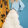 Solid Pure High Waist Casual Women Midi Mesh Skirts,Spring ELF Vintage Contrast Lace,Ladies Basic Daily Bottom