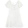 Solid Pure Casual Chic Button Party Dresses Women,Spring Backless Vintage Puff Sleeve Ladies Daily Summer Dress