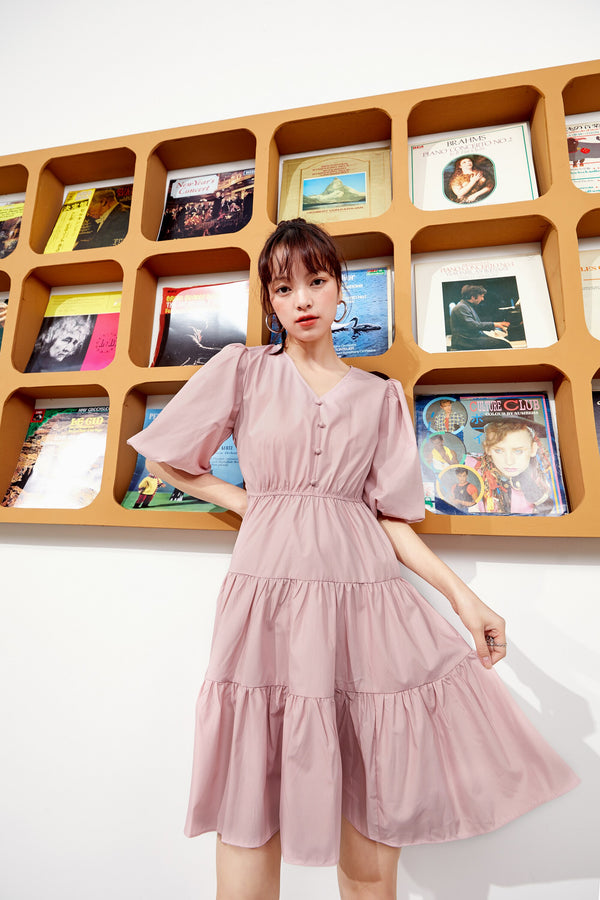 Solid Pure Casual Midi Ruffle Dresses Women,Spring ELF Vintage Lantern Sleeve High Waist Ladies Daily Summer Dress