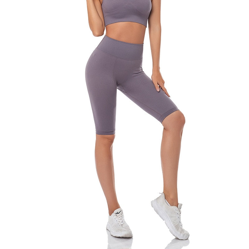 Seamless Fitness Women Yoga Shorts High Waist Workout Shorts Hip Push Up Yoga Running Shorts Sport Gym Leggings