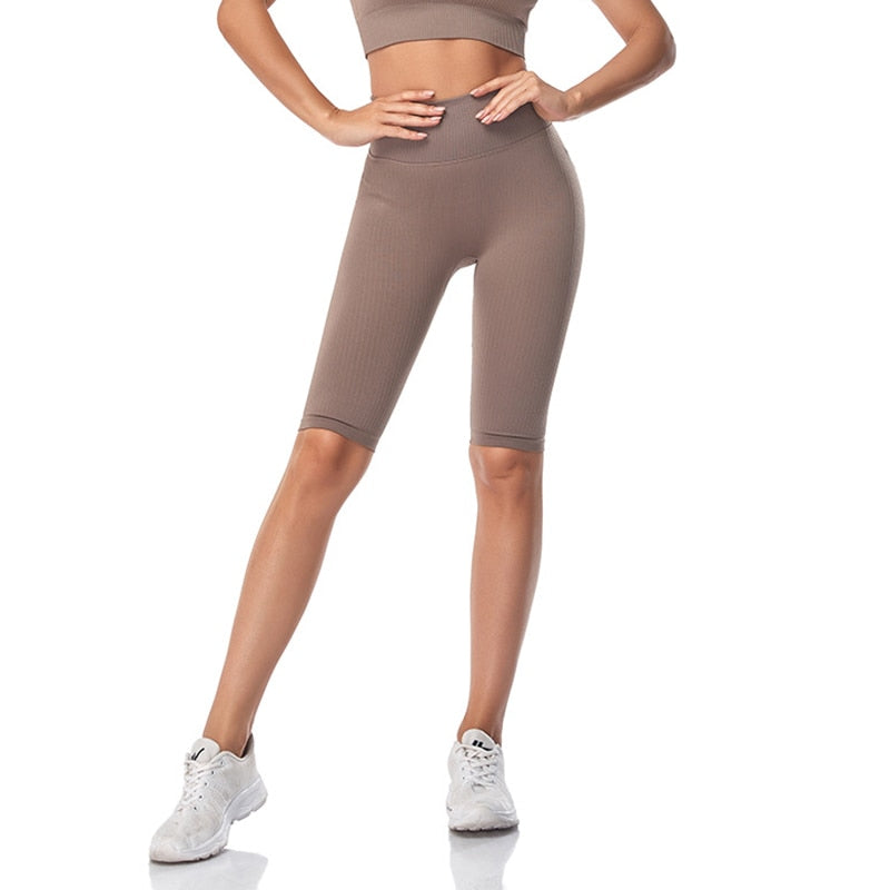 Seamless Fitness Women Yoga Shorts High Waist Workout Shorts Hip Push Up Yoga Running Shorts Sport Gym Leggings