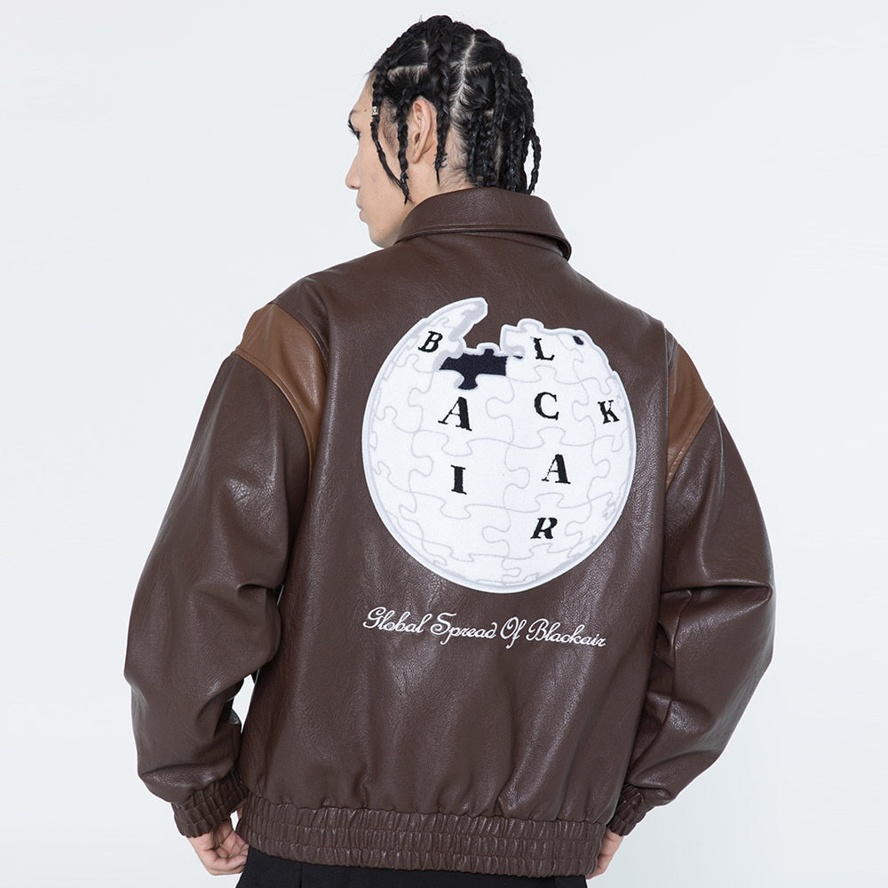 Jacket Men Letter Embroidery Patch Leather Coats Autumn Retro Baggy Punk Fashion Cool Jackets Outwear Couple Streetwear
