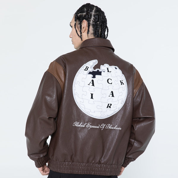 Jacket Men Letter Embroidery Patch Leather Coats Autumn Retro Baggy Punk Fashion Cool Jackets Outwear Couple Streetwear