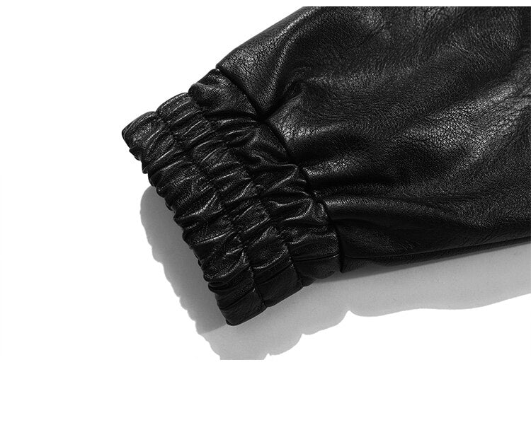 Jacket Men Letter Embroidery Patch Leather Coats Autumn Retro Baggy Punk Fashion Cool Jackets Outwear Couple Streetwear