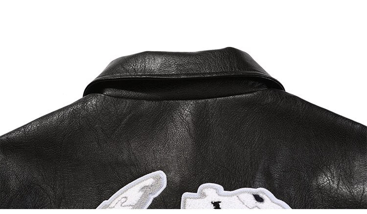 Jacket Men Letter Embroidery Patch Leather Coats Autumn Retro Baggy Punk Fashion Cool Jackets Outwear Couple Streetwear