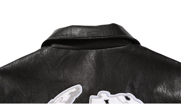 Jacket Men Letter Embroidery Patch Leather Coats Autumn Retro Baggy Punk Fashion Cool Jackets Outwear Couple Streetwear