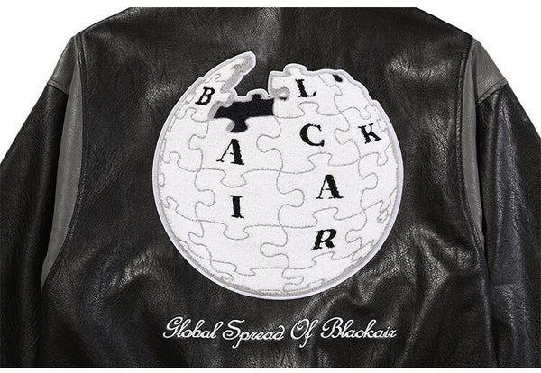 Jacket Men Letter Embroidery Patch Leather Coats Autumn Retro Baggy Punk Fashion Cool Jackets Outwear Couple Streetwear