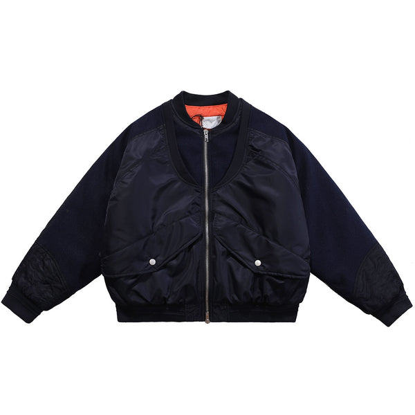 Patchwork Color Winter Jacket Men Button Pockets Zipper Warm Cozy Thick Coat Retro Fashion Bomber Jacket Men Streetwear