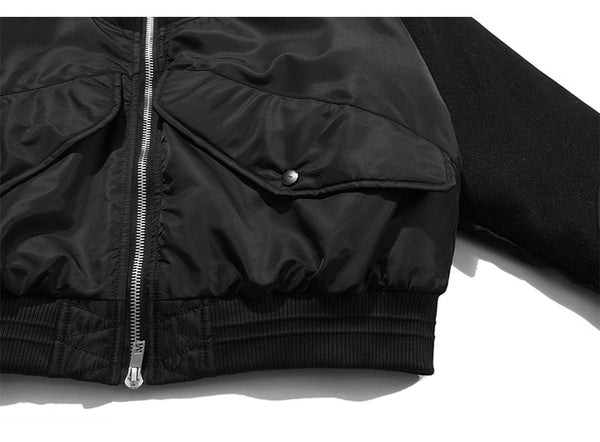 Patchwork Color Winter Jacket Men Button Pockets Zipper Warm Cozy Thick Coat Retro Fashion Bomber Jacket Men Streetwear