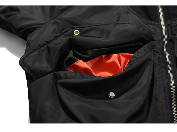 Patchwork Color Winter Jacket Men Button Pockets Zipper Warm Cozy Thick Coat Retro Fashion Bomber Jacket Men Streetwear