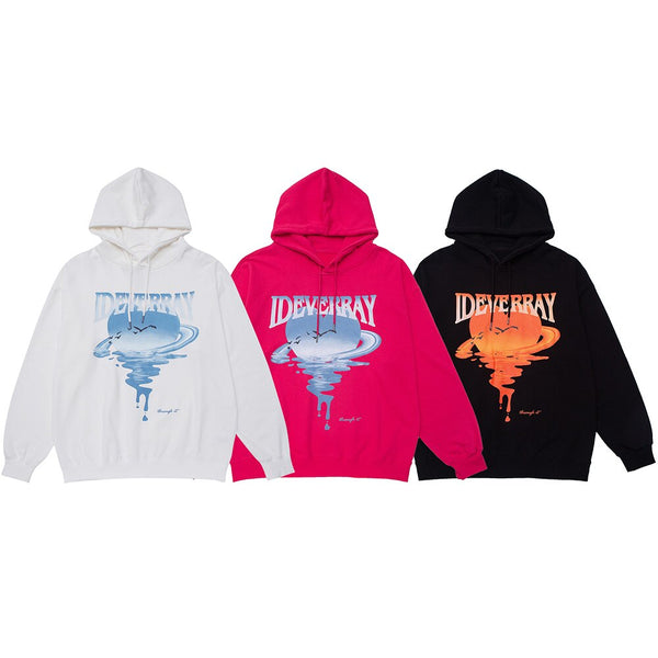 Hoodie Men Harajuku Gradient Letter Print Hooded Sweatshirt Couple Fashion High Street Loose Pullover Winter Streetwear