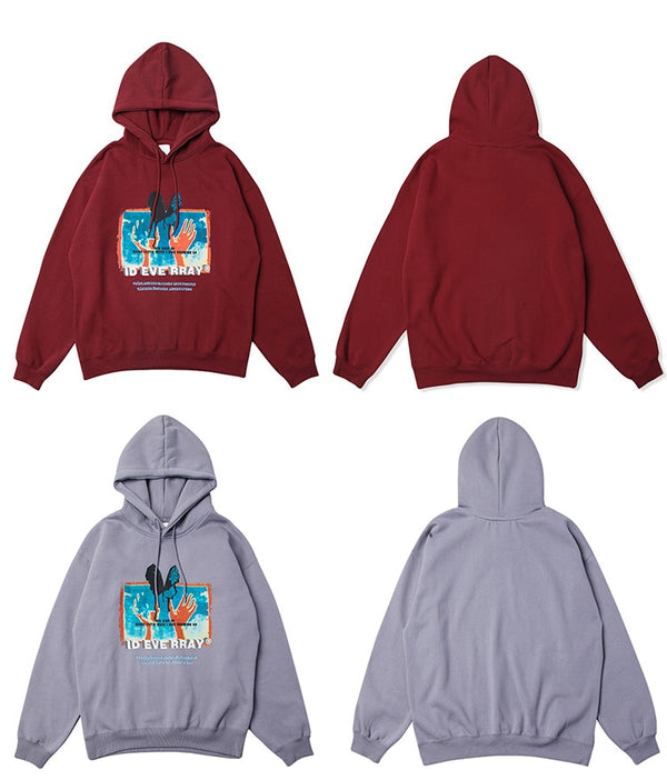 Hoodie Men Retro Harajuku Butterfly Painting Printed Hooded Sweatshirts Fashion Casual 4 Color Optional Pullover Winter