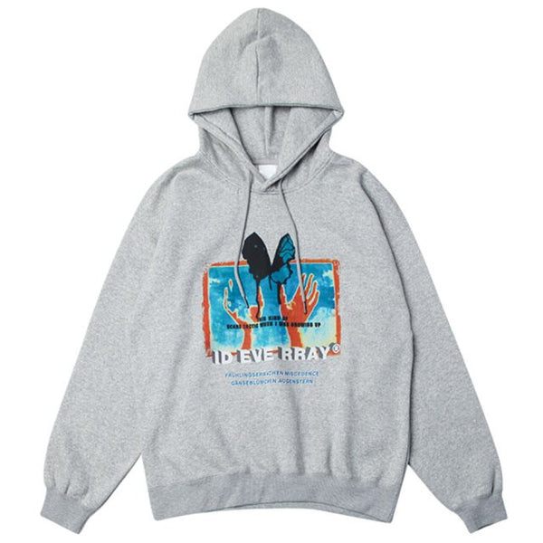 Hoodie Men Retro Harajuku Butterfly Painting Printed Hooded Sweatshirts Fashion Casual 4 Color Optional Pullover Winter