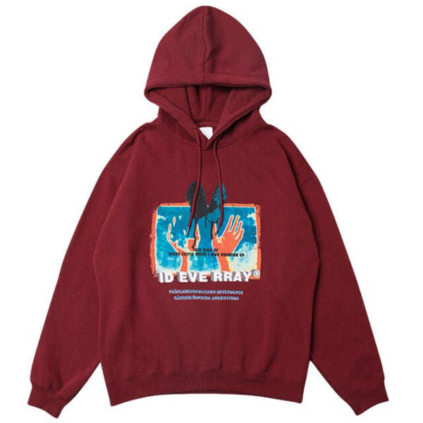 Hoodie Men Retro Harajuku Butterfly Painting Printed Hooded Sweatshirts Fashion Casual 4 Color Optional Pullover Winter