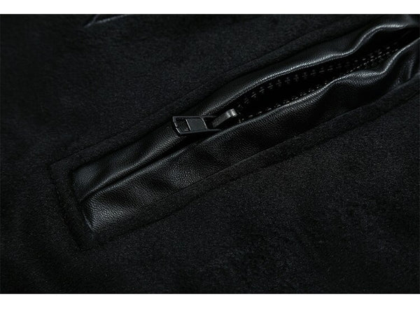 Jacket Men Diamonds Broken Heart Leather Patchwork Sleeve Baseball Coat Hip Hop Outwear Fashion Casual Loose Streetwear