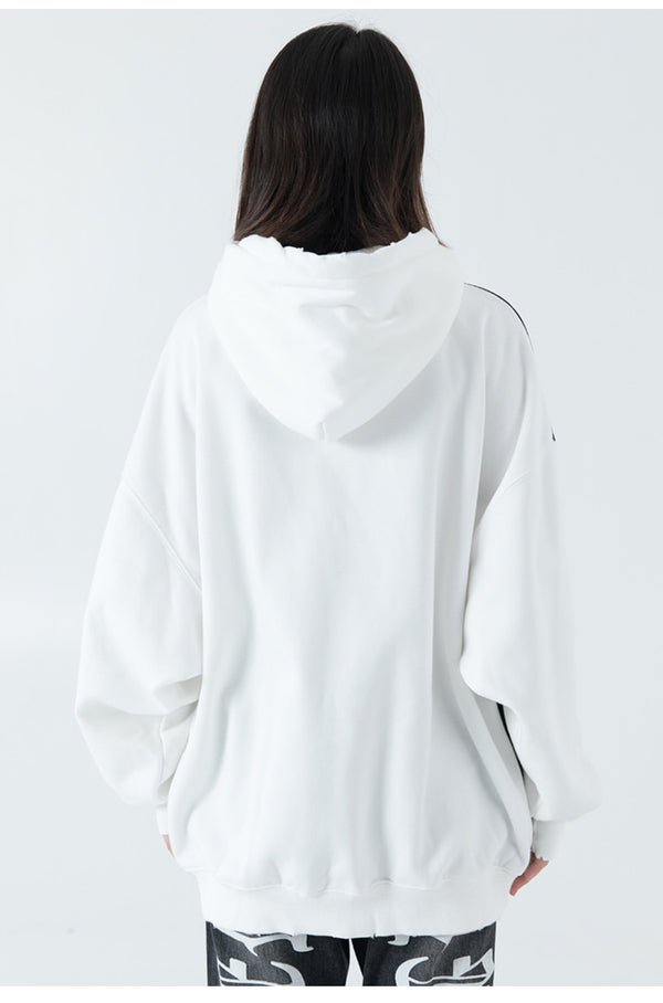 Hoodie Men Cool Man Color Block Print Pullover Winter Plus Velvet Cozy Hipster Hip Hop Punk High Street Male Streetwear