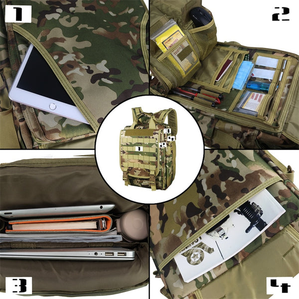 Molle Military Laptop Bag Tactical Messenger Bags Computer Backpack Fanny Belt Shouder Camping Outdoor Sports Army Bag