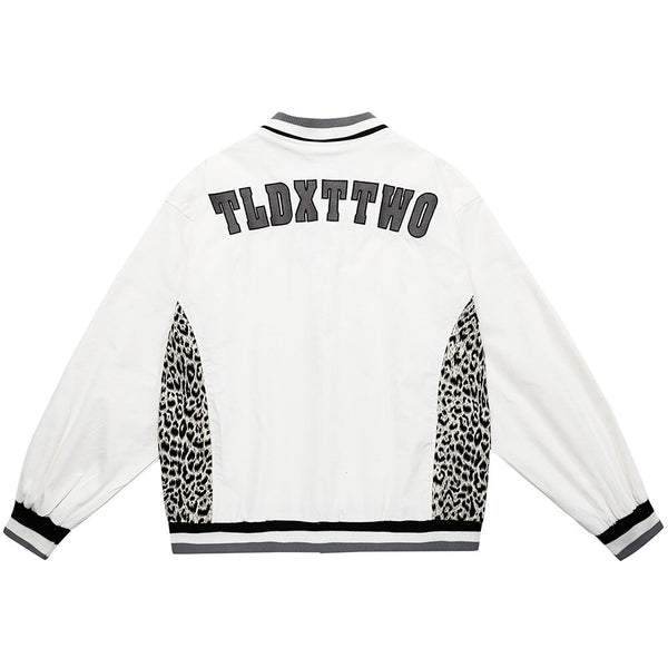 Jacket Men Leopard Patchwork Letter Embroidery Baseball Coat Japanese Hipster Retro Hip Hop Advanced Fashion Streetwear