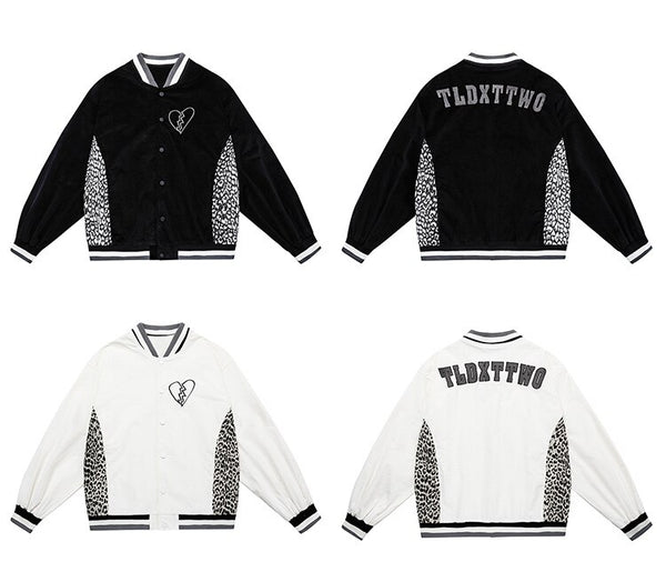 Jacket Men Leopard Patchwork Letter Embroidery Baseball Coat Japanese Hipster Retro Hip Hop Advanced Fashion Streetwear