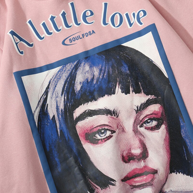 Hoodie Men Cool Girl Letter Printed Fleece Sweatshirts Soft Cozy Warm Hooded Oversize Japanese Harajuku Couple Pullover
