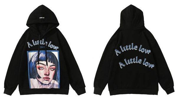 Hoodie Men Cool Girl Letter Printed Fleece Sweatshirts Soft Cozy Warm Hooded Oversize Japanese Harajuku Couple Pullover