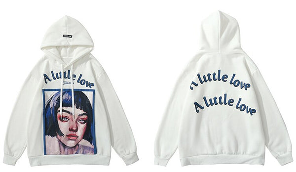 Hoodie Men Cool Girl Letter Printed Fleece Sweatshirts Soft Cozy Warm Hooded Oversize Japanese Harajuku Couple Pullover