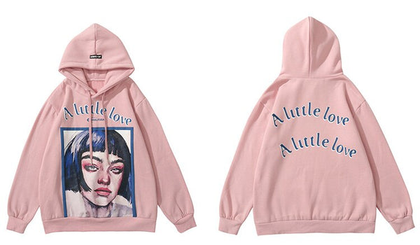 Hoodie Men Cool Girl Letter Printed Fleece Sweatshirts Soft Cozy Warm Hooded Oversize Japanese Harajuku Couple Pullover