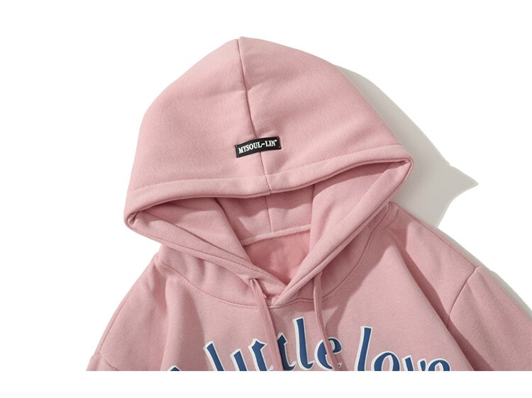 Hoodie Men Cool Girl Letter Printed Fleece Sweatshirts Soft Cozy Warm Hooded Oversize Japanese Harajuku Couple Pullover