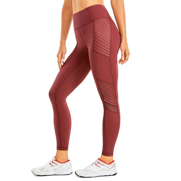 Women's Naked Feeling Workout Leggings 25 Inches - High Waisted Moto Leggings Mesh Yoga Pant