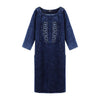 New Fashion Plus Size Denim Dress Solid Tassel Sequined Glitter Stitching Seven-minute Sleeved Dress For Female