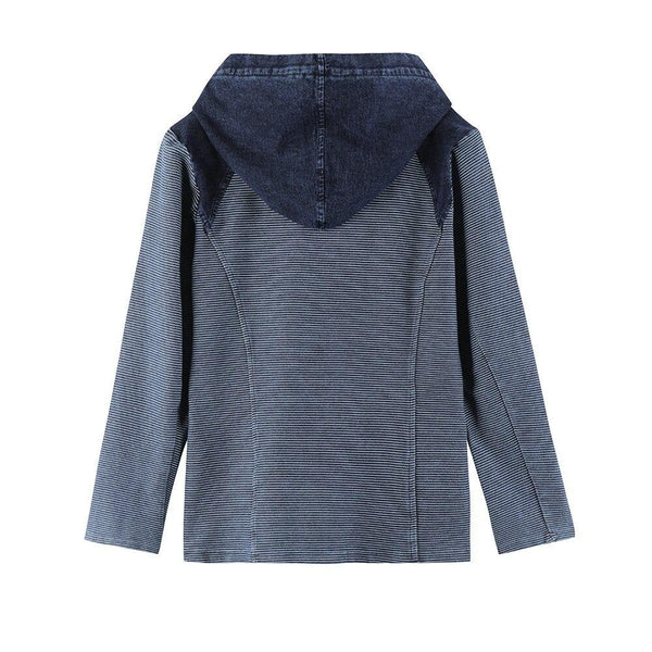 Women's Plus Size Casual Denim Jacket Premium Stretch Knitted Denim with shoulder pads and hat