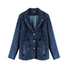 Women's Jacket Plus Size Casual Denim Jacket Premium Stretch Blouses Knitted Denim Chaquetas