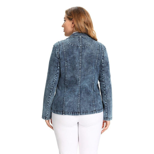 Women's Plus Size Tailored Denim Coat Cotton Knitted  Busine Suit Fashion  Cotton Knitted Jacket