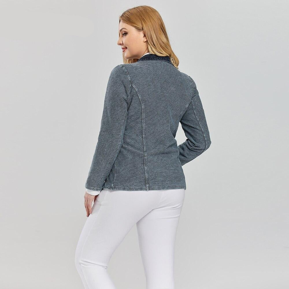 Women's Plus Size Tailored Denim Coat Cotton Knitted Busine Suit Fashion Cotton Knitted Jacket