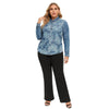 Women's Blouses Plus Size Cotton Woven Denim Shirt Button Up Long Sleeve Turn-Down Collar Female Casual Fashion Blouses