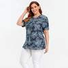 Women's Blouses Plus Size Denim Tops Shirt Summer Shirt Casual Sleeve Shirt Printed Woven Denim Short Sleeve with Sashes