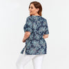 Women's Blouses Plus Size Denim Tops Shirt Summer Shirt Casual Sleeve Shirt Printed Woven Denim Short Sleeve with Sashes