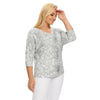 Women's Plus Size Summer Polyester Belt Stretch 3/4 Sleeve V-neck T-shirt With Sequins Casual Loose Top