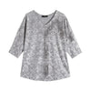 Women's Plus Size Summer Polyester Belt Stretch 3/4 Sleeve V-neck T-shirt With Sequins Casual Loose Top