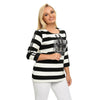 Women's Plus Size Spring Polyester Striped Printed T-shirt with Sequins And Elastic Round Neck Casual Top