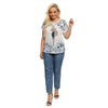 Women's Plus Size Summer Polyester Short-Sleeved T-Shirt With Stretch Short Sleeves With Sequins Printed Top