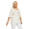 Women's Plus Size Spring And Summer Striped Cotton Top With Sequined V-Neck Casual Top
