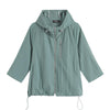Women's Plus Size Windbreaker Short Hooded Jacket Spring And Autumn Loose Zipper Windbreaker