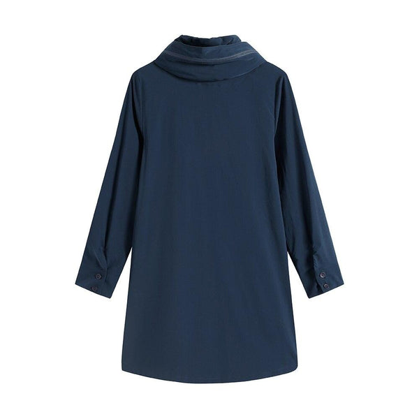 Women's Plus Size Windbreaker Mid-Length Hooded Jacket Spring And Autumn Loose Zipper Print Windbreaker