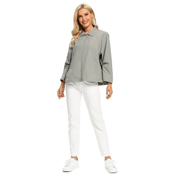 Women's Plus Size Windbreaker Short Lapel Jacket Spring And Autumn Loose Zipper Windbreaker