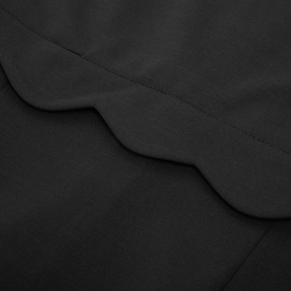 Women's Dress Solid Color Scalloped Neckline Hips-Wrapped Lady Fashion