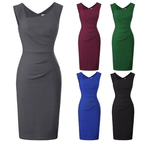 Women Magic V-neck Low-cut Sleeveless Bodycon Vest Party Pencil Dress Fashion